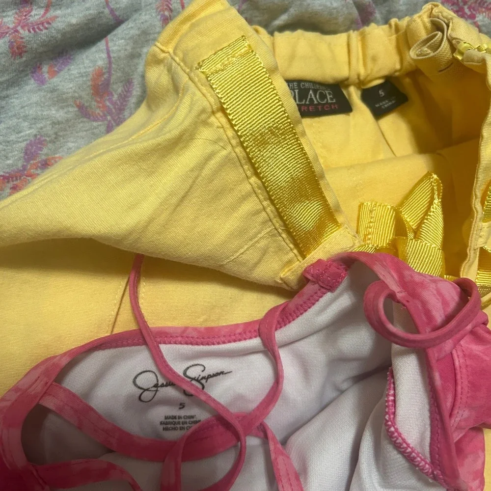 Carter's Disney Justice Girls Summer Bundle 4T 5T Blue Yellow Pink 7pc Swimsuit